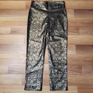 D.F.A New York pants black and gold paisley